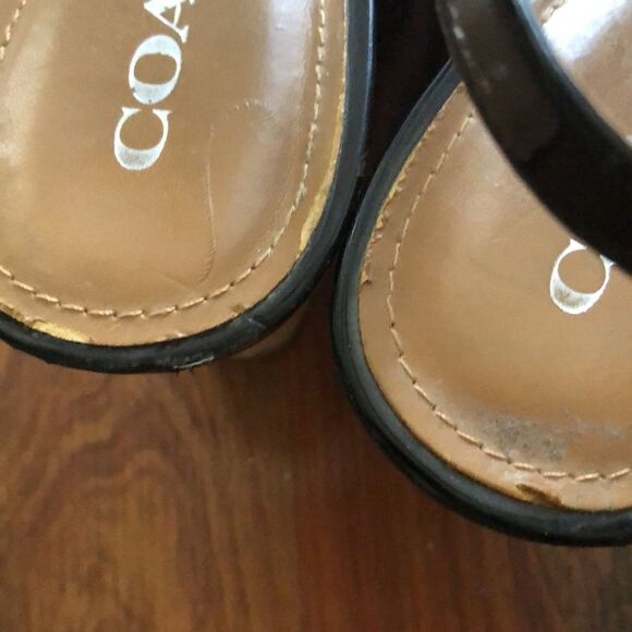 Coach patent leather and cork wedges size 9.5 black - Picture 11 of 15